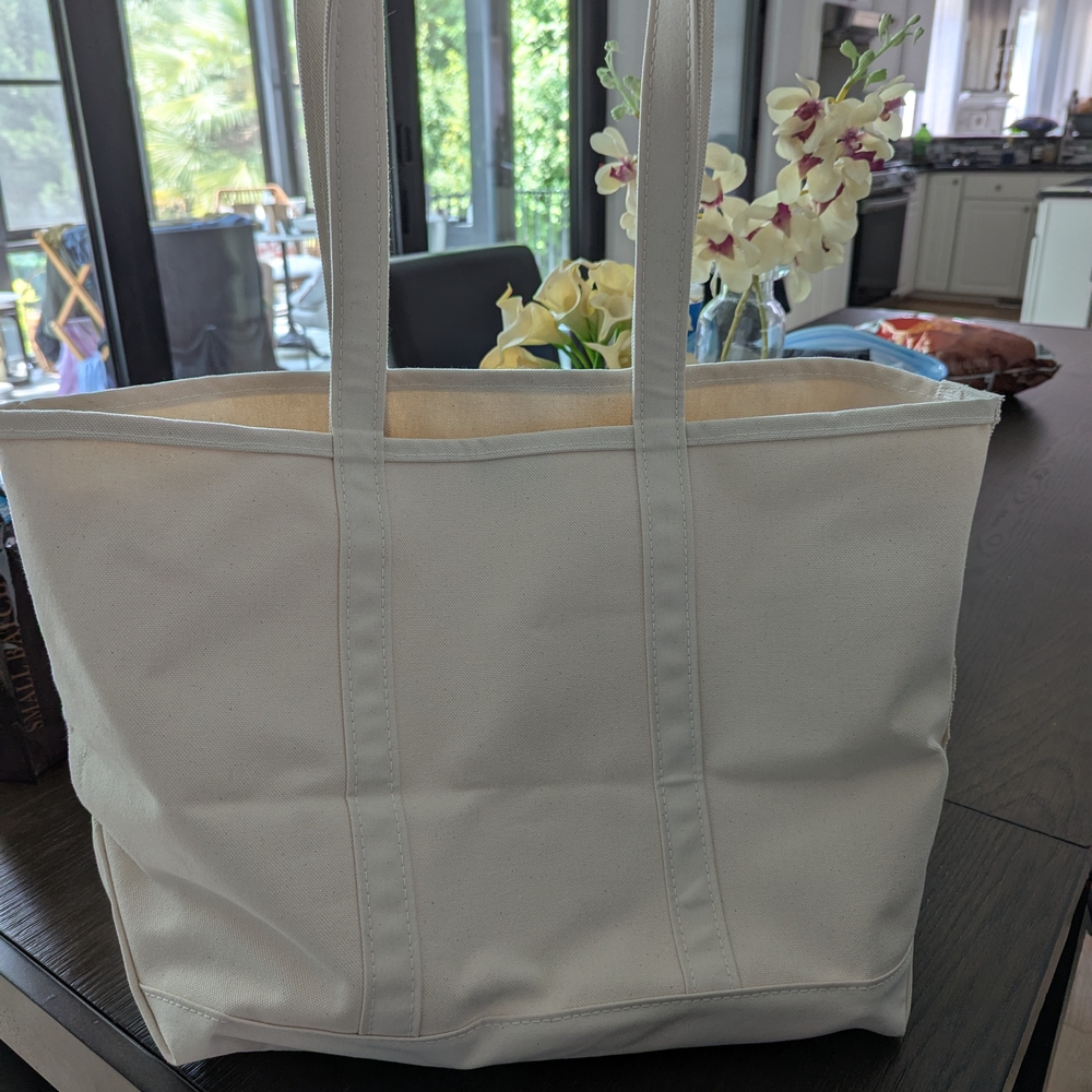 L.L. Bean Cream Canvas Tote Bag